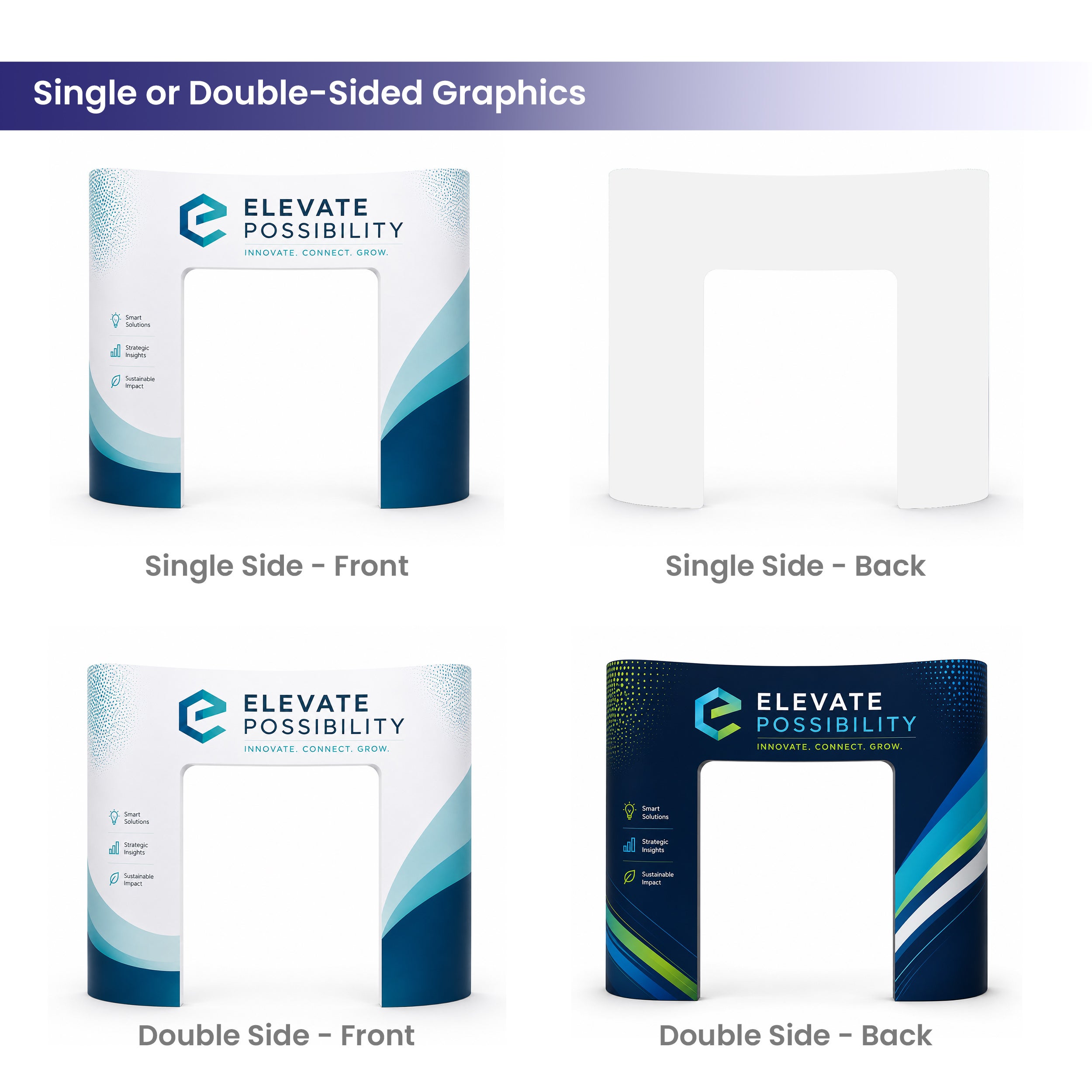 20 ft Open Front Exhibit Booth Single or Double Sided Graphics