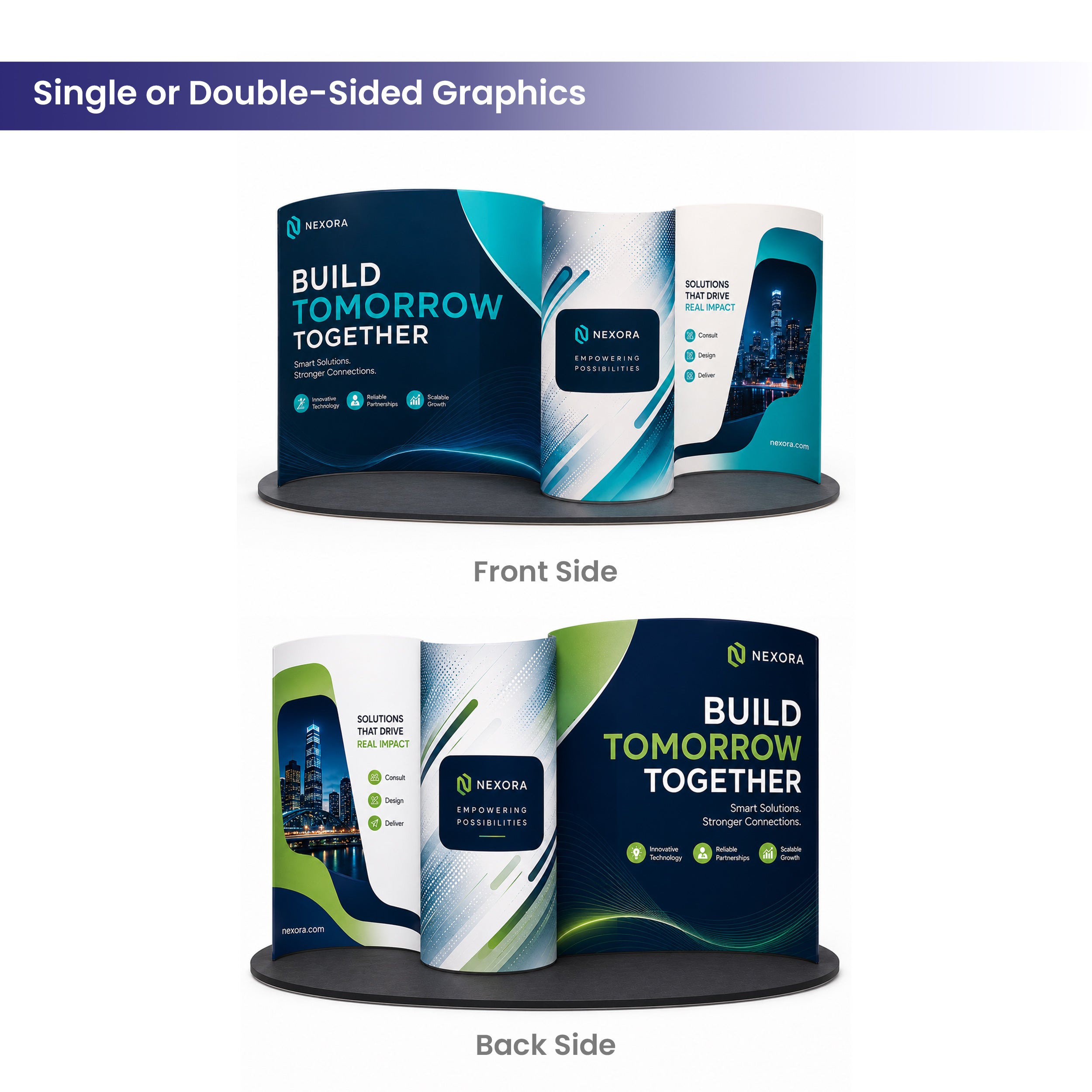 20 ft Serpentine Trade Show Display Booth Single or Double Sided Graphics