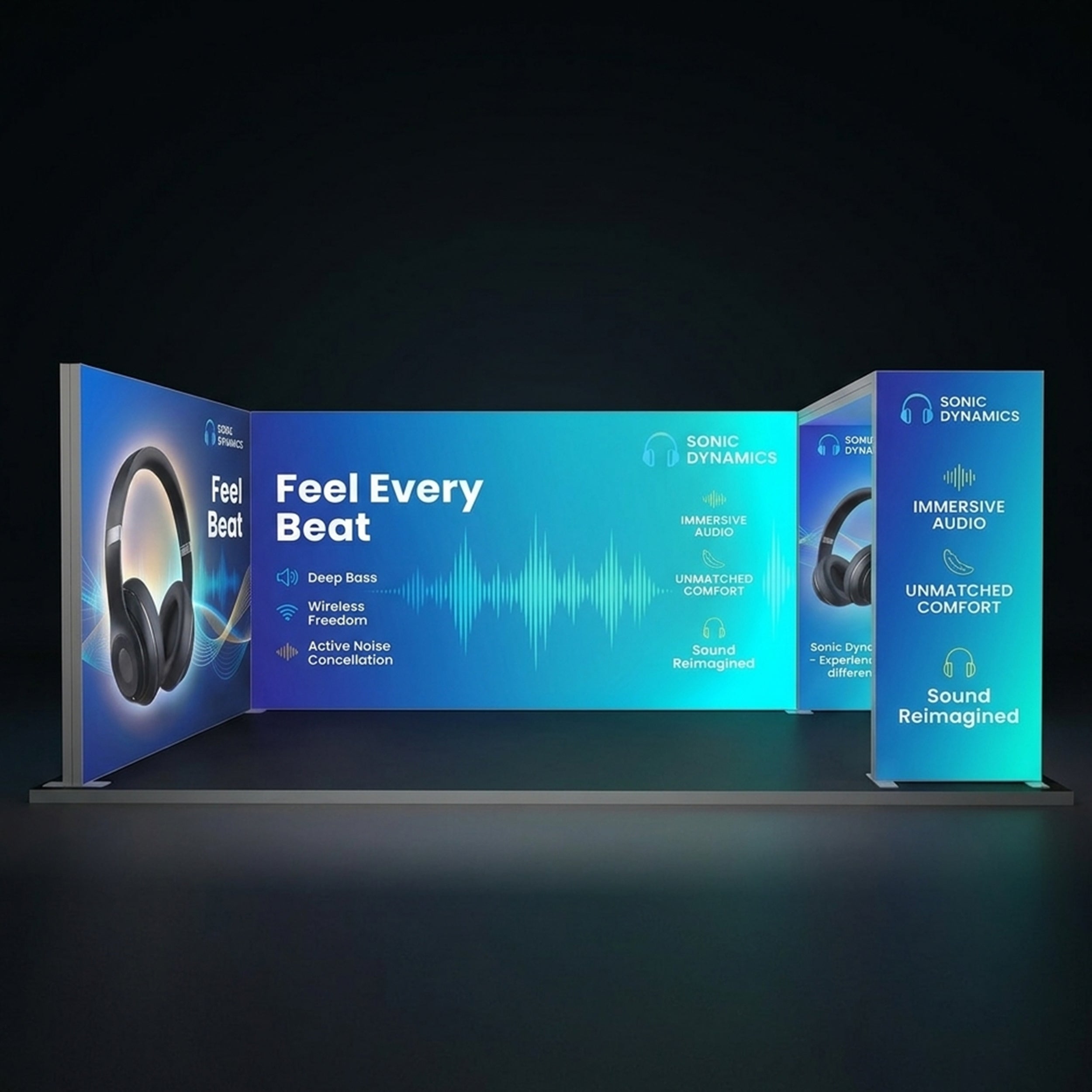 6m Backlit Exhibition Stand LED Lightbox Display with Graphics front view
