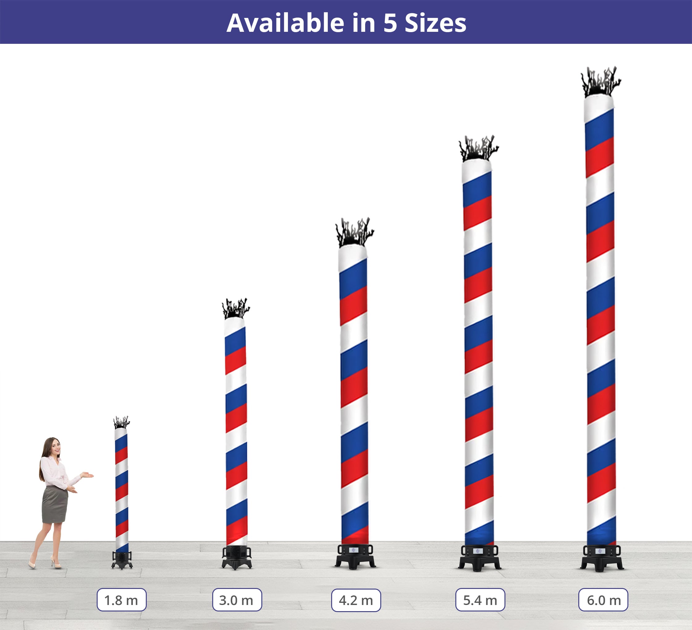Barber Pole (Red, White, Blue) Inflatable Tube