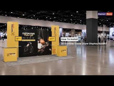 20ft Inline Trade Show Booth Installation | Backwall Display with Counters & Branding Panels