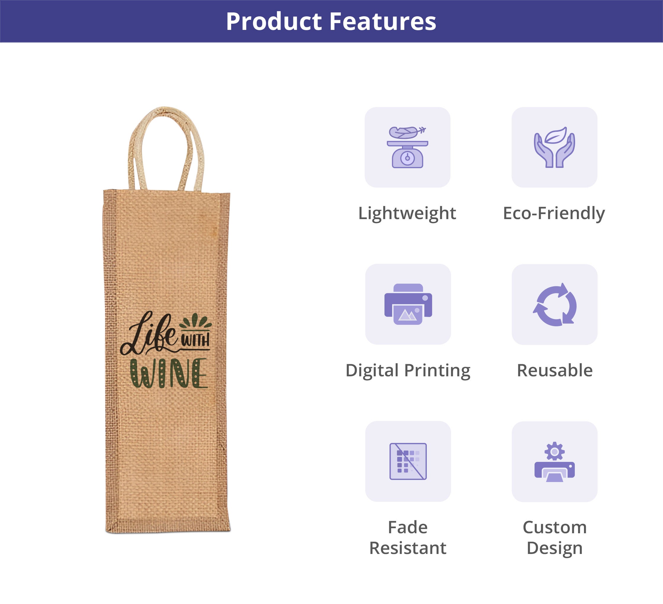 Jute Wine Bags - Printed