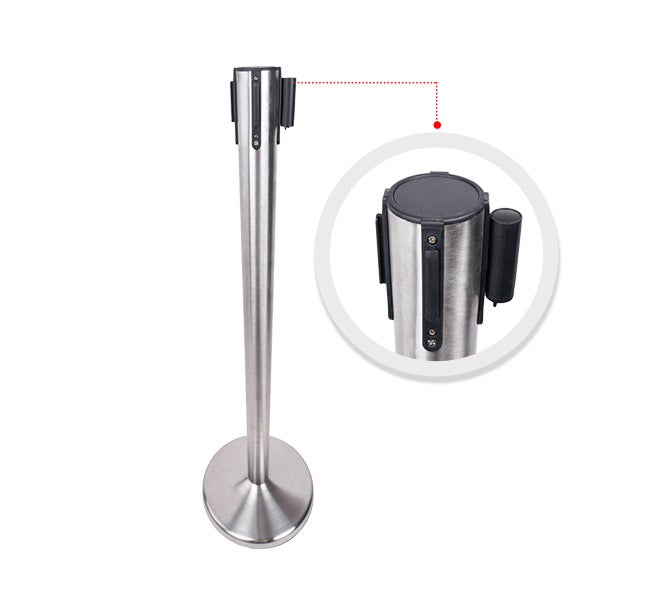 Retractable Belt Barrier Stanchion - Stainless Steel