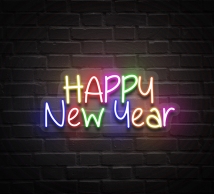 Happy New Year Colourful Neon Sign