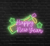 Happy New Year Bottle Neon Sign
