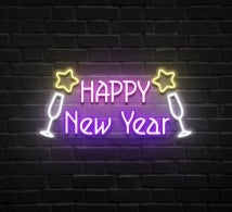 Happy New Year Glass Neon Sign