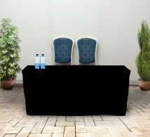 180 cm Fitted Table Covers - Black - Zipper Back