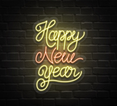 Happy New Year Three Lines Neon Sign