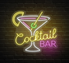 Cocktail Bar Glass Neon Sign
