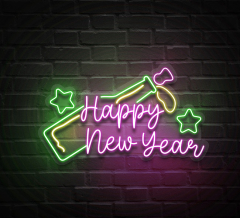 Happy New Year Bottle Neon Sign