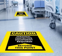 Caution Personal Protection Equipment Required Beyond this Point Floor Decals