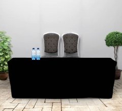 8' Fitted Table Covers - Black - 4 Sided