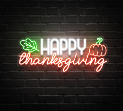 Happy Thanksgiving Pumpkin Wall Decor Neon Sign