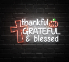 Thankful Grateful And Blessed Neon Sign
