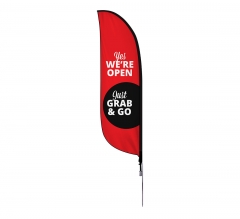 Pre Printed We Are Open Feather Flag
