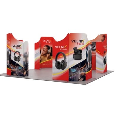 6m Magnetic Modular Fabric Displays - 4 Curved L-Shape Sections