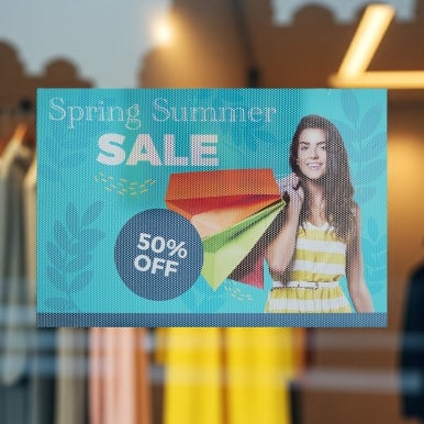 Perforated Window Signs or One Way Vision Signs