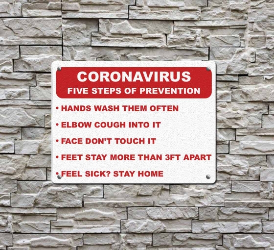Coronavirus Prevention Steps Compliance Signs