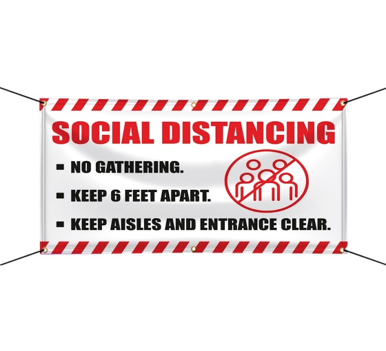 Social Distancing No Gathering Vinyl Banners