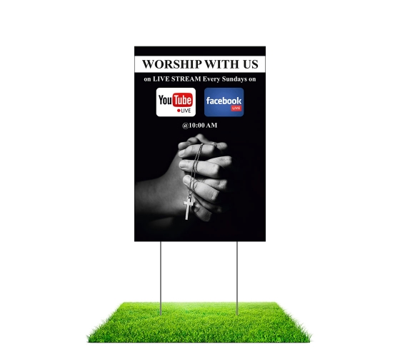 Worship with Us on Livestream Yard Signs (Non reflective)