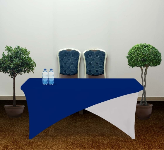 6' Cross Over Table Covers - Blue & White