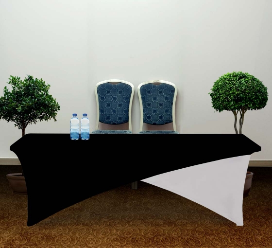 8' Cross Over Table Covers - Black & White