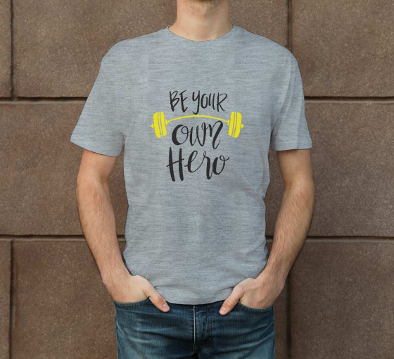 Order Custom Grey Printed T Shirt with Crew Neck BannerBuzz