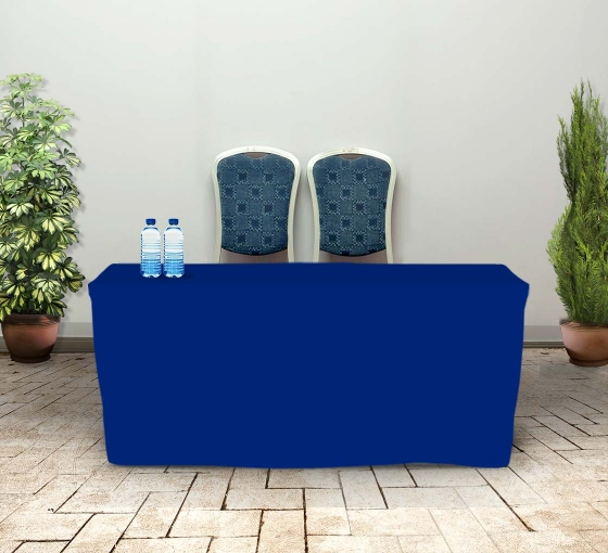 6' Fitted Table Covers - Blue - 4 Sided