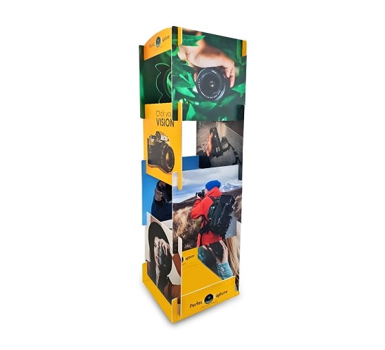 Display Tower with Custom Printed Interlocking Panels