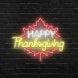 Happy Thanksgiving Maple Leaf Neon Sign