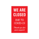 We Are Closed Covid 19 Metal Frames