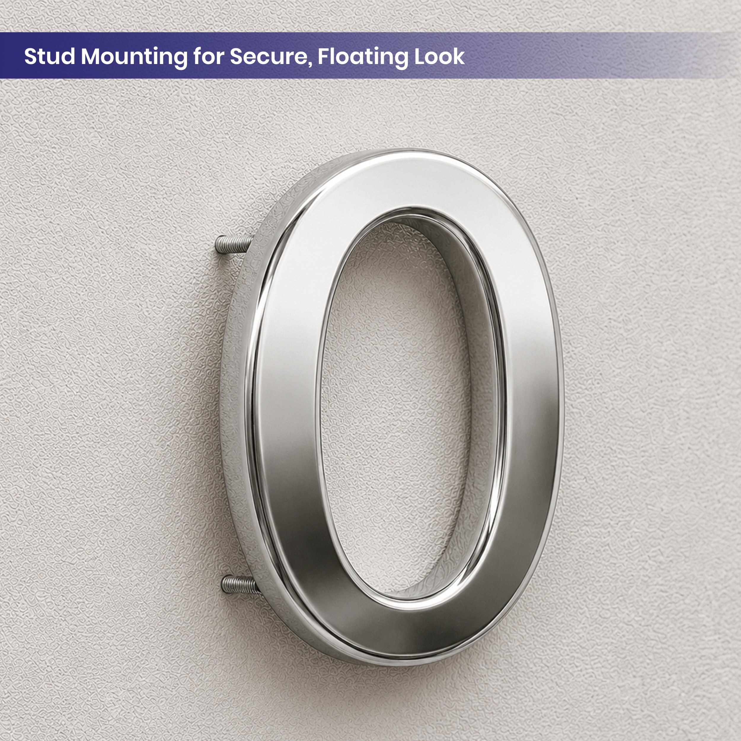 Stainless Steel Letters and Numbers Stud Mounting for Secure Floating Look
